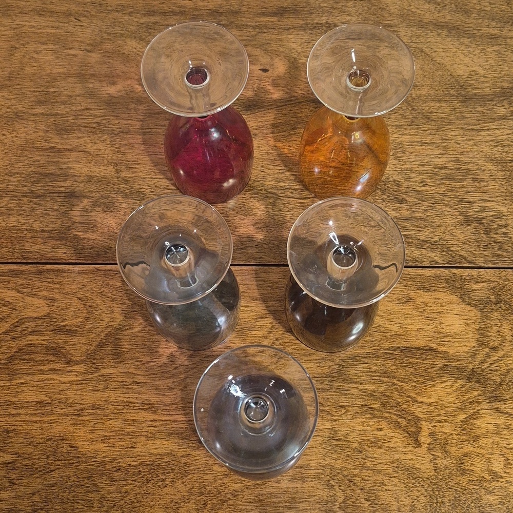 VINTAGE Multicolor Iridescent Wine Glasses, Set of 5 - Picture 9 of 16
